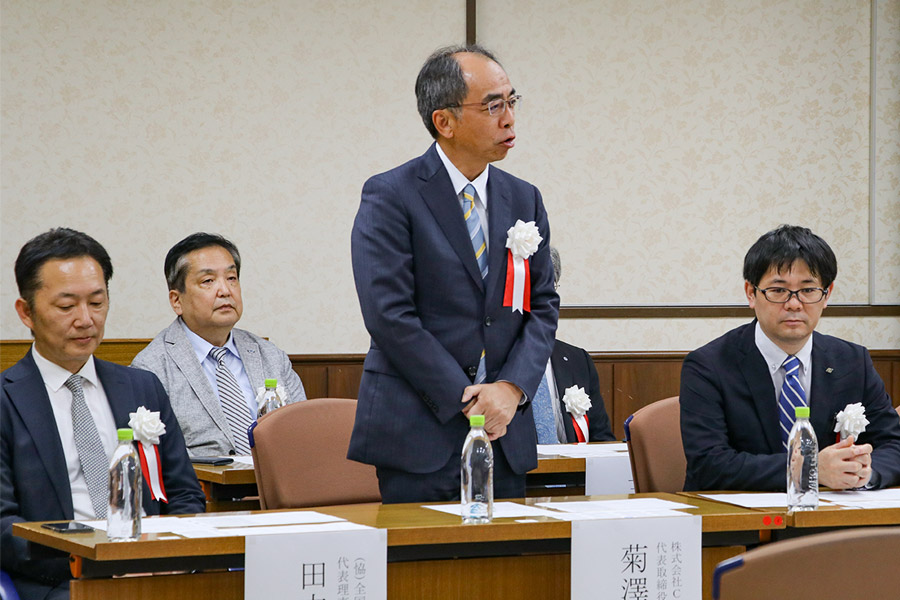 主催者 代表者紹介 山口久雄 石川県商工労働部 次長兼労働企画課長、菊澤智彦 株式会社CCイノベーション 代表取締役社長、田中尚人 協同組合全国企業振興センター 代表理事・理事長